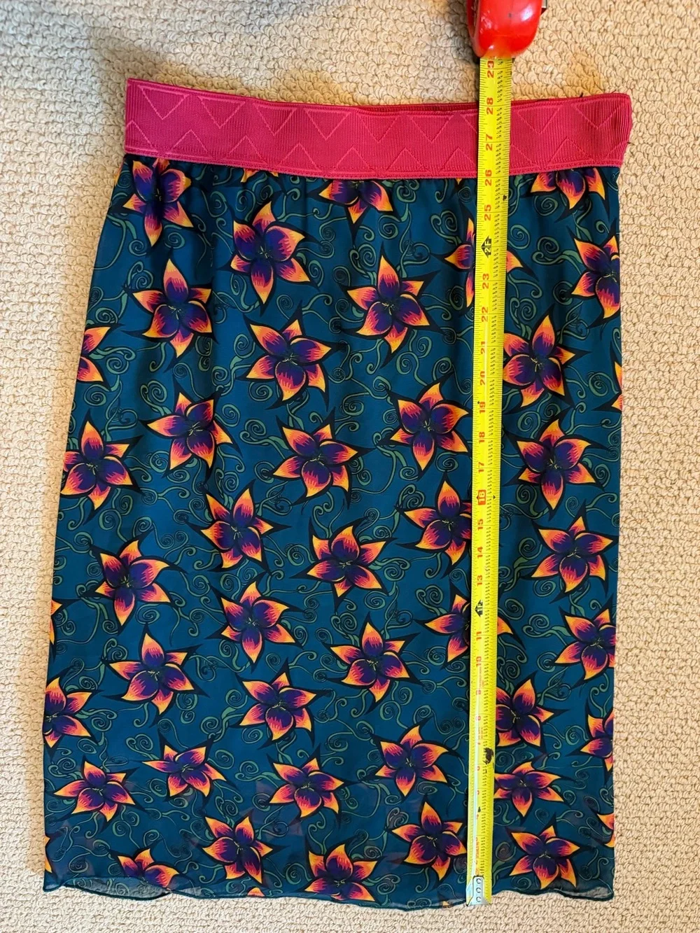 LuLaRoe Lola Chiffon Teal Hot Pink Women’s Tropical Medium